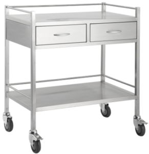 ESD Cleanroom 2 Shelf 2 Draw Component Trolley 800mmLength-500mmWidth-900mmHeight